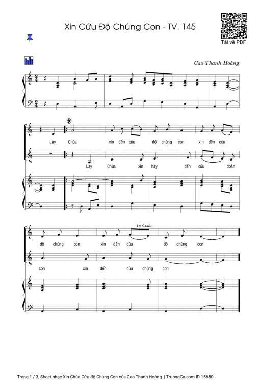 Sheet nhạc PDF bài Xin Chúa Cứu độ Chúng Con
