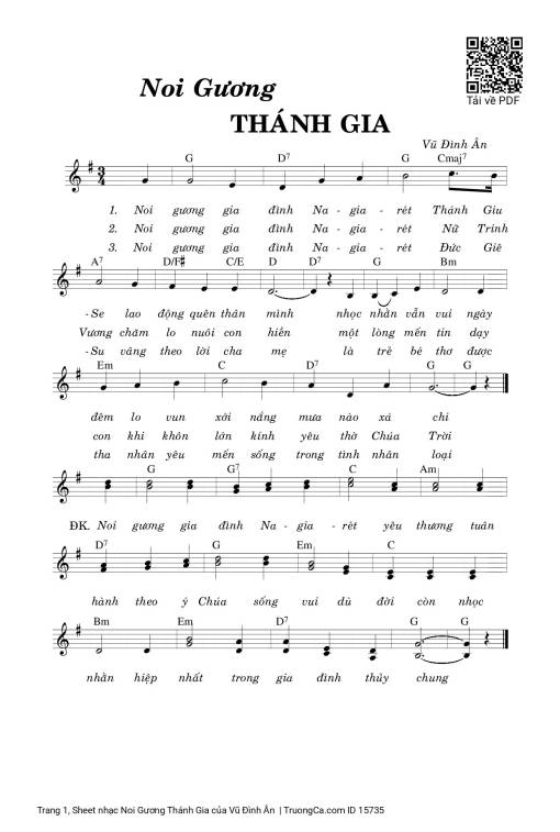 Sheet nhạc PDF bài Noi Gương Thánh Gia
