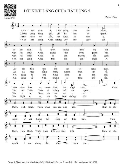 Sheet nhạc PDF bài Lời Kinh Dâng Chúa Hài đồng 5