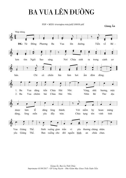 Sheet nhạc PDF bài Ba Vua Lên đường