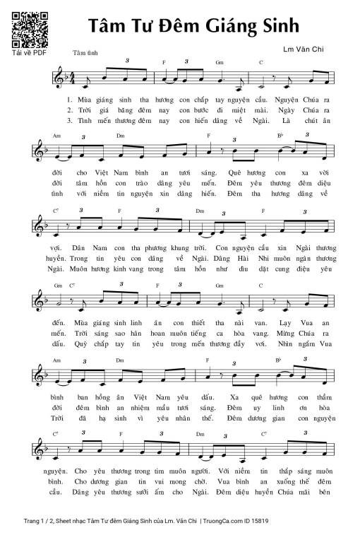 Sheet nhạc PDF bài Tâm Tư đêm Giáng Sinh