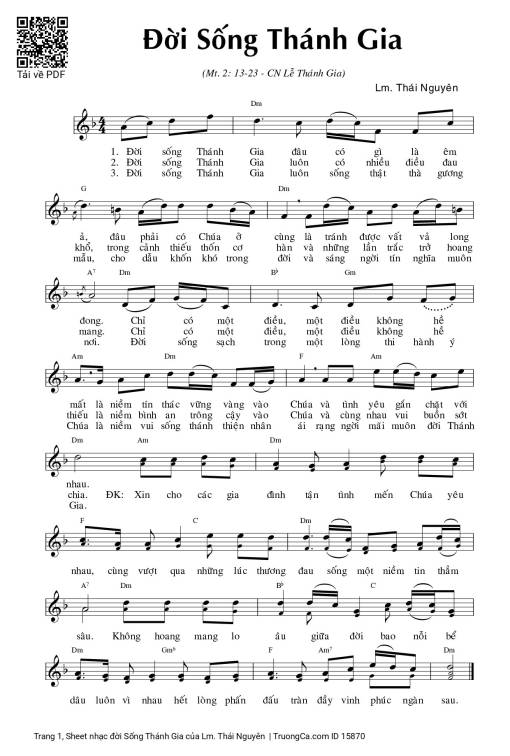 Sheet nhạc PDF bài đời Sống Thánh Gia