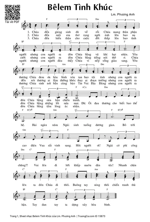 Sheet nhạc PDF bài Belem Tình Khúc