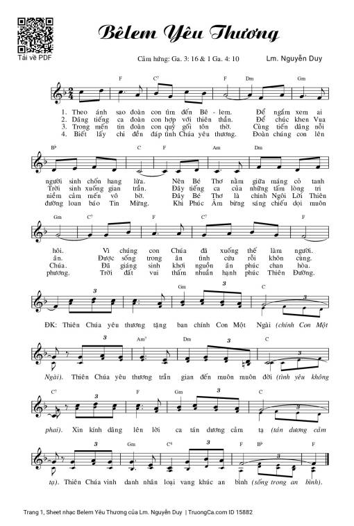 Sheet nhạc PDF bài Belem Yêu Thương