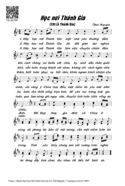 Sheet nhạc PDF bài Học Nơi Thánh Gia