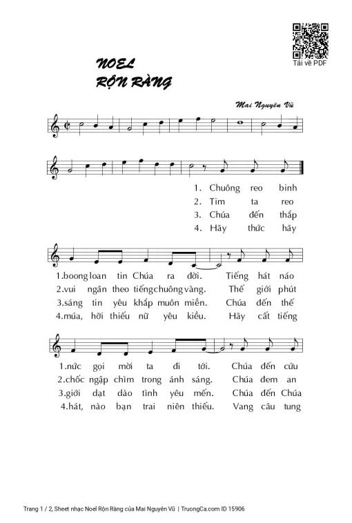 Sheet nhạc PDF bài Noel Rộn Ràng