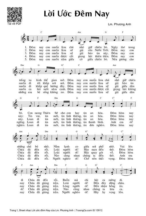 Sheet nhạc PDF bài Lời ước đêm Nay