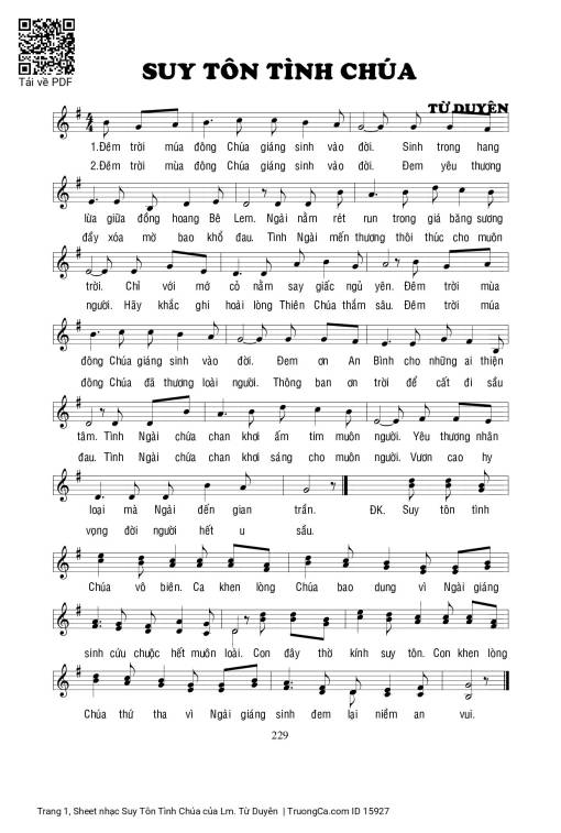 Sheet nhạc PDF bài Suy Tôn Tình Chúa