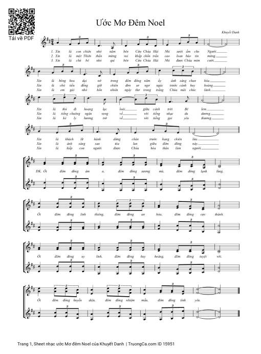 Sheet nhạc PDF bài ước Mơ đêm Noel