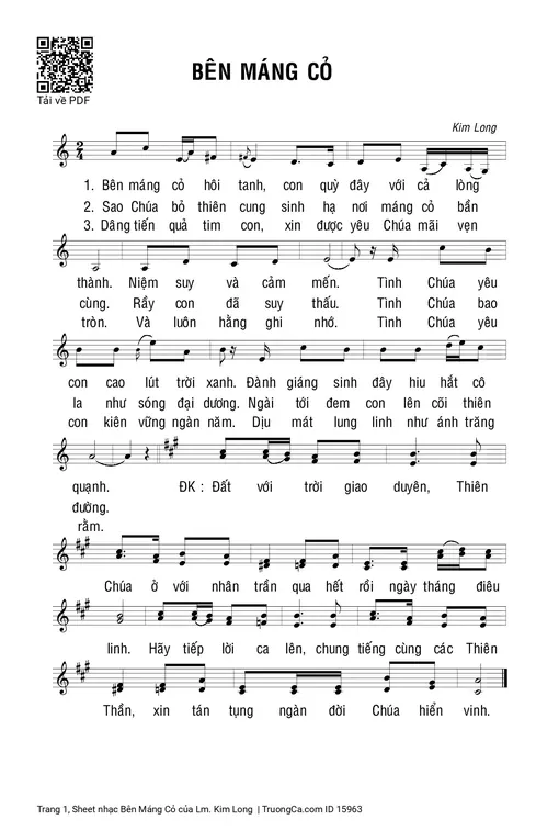 Sheet nhạc PDF bài Bên Máng Cỏ