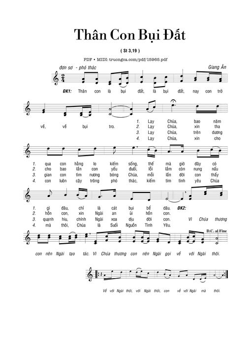 Sheet nhạc PDF bài Thân Con Bụi đất