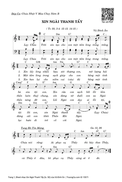 Sheet nhạc PDF bài Xin Ngài Thanh Tẩy (tv. 50)