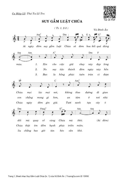 Sheet nhạc PDF bài Suy Gẫm Luật Chúa (tv. 1)