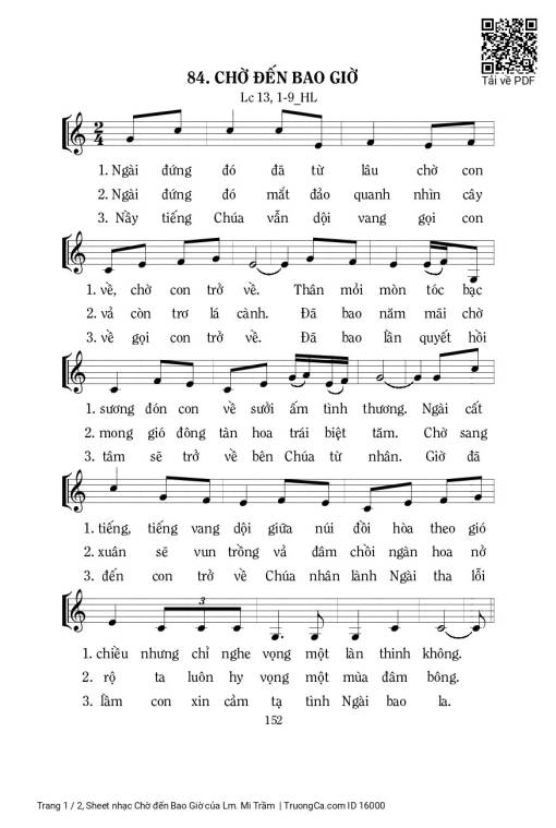 Sheet nhạc PDF bài Chờ đến Bao Giờ