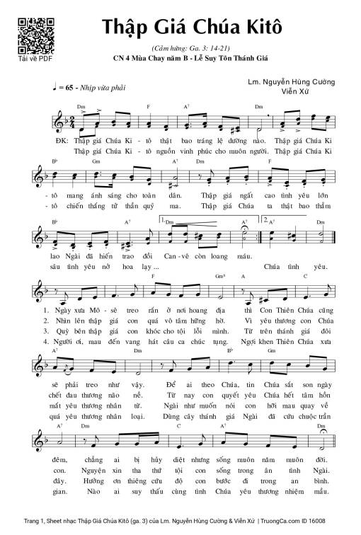 Sheet nhạc PDF bài Thập Giá Chúa Kitô (ga. 3)