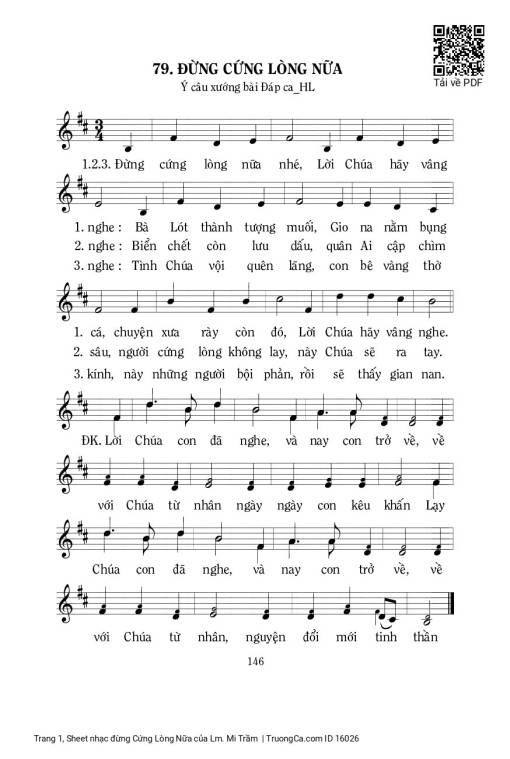 Sheet nhạc PDF bài đừng Cứng Lòng Nữa