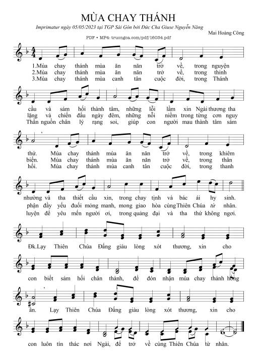 Sheet nhạc PDF bài Mùa Chay Thánh