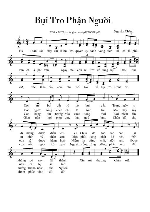 Sheet nhạc PDF bài Bụi Tro Phận Người