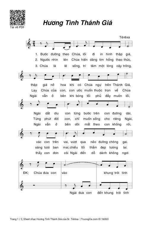 Sheet nhạc PDF bài Hương Tình Thánh Giá