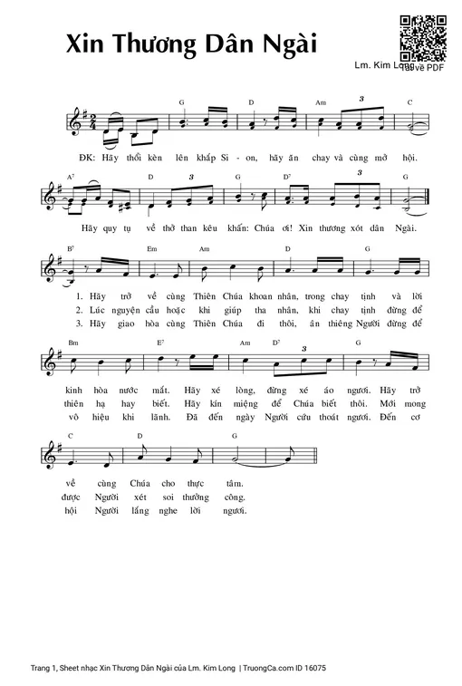 Sheet nhạc PDF bài Xin Thương Dân Ngài