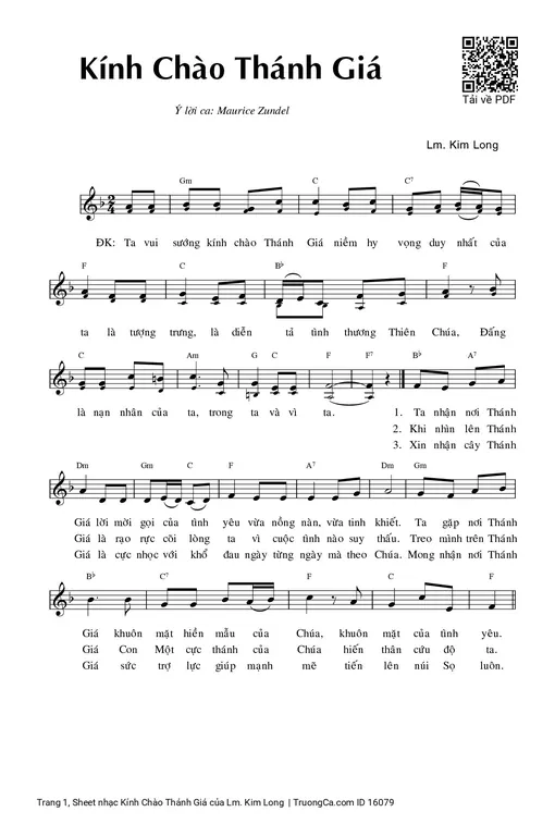 Sheet nhạc PDF bài Kính Chào Thánh Giá
