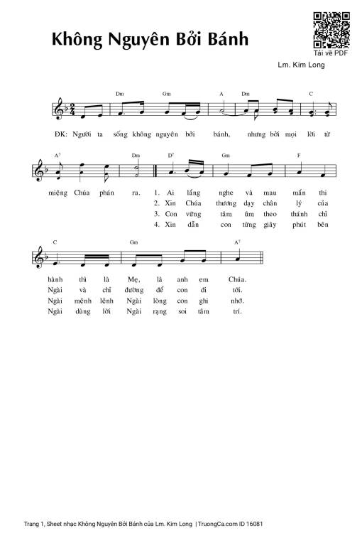 Sheet nhạc PDF bài Không Nguyên Bởi Bánh