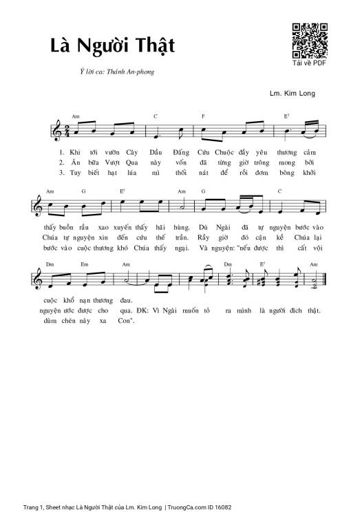 Sheet nhạc PDF bài Là Người Thật