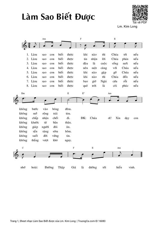 Sheet nhạc PDF bài Làm Sao Biết được