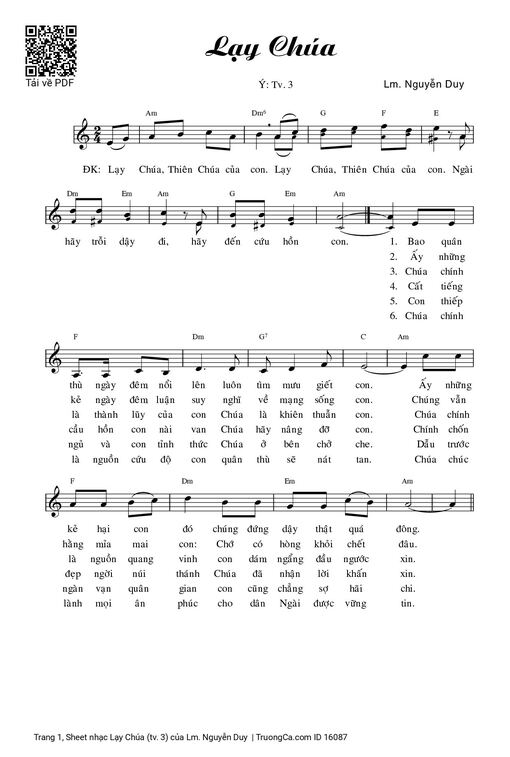 Sheet nhạc PDF bài Lạy Chúa (tv. 3)