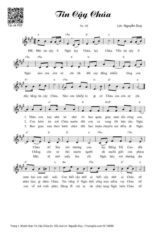 Sheet nhạc PDF bài Tin Cậy Chúa (tv. 55)