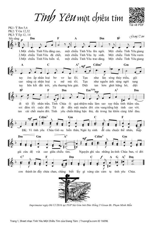Sheet nhạc PDF bài Tình Yêu Một Chiều Tím
