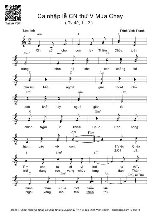 Ca Nhập Lễ Chúa Nhật 5 Mùa Chay (tv. 42)