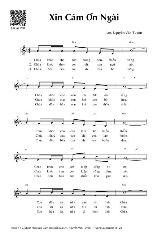 Sheet nhạc PDF bài Xin Cám ơn Ngài