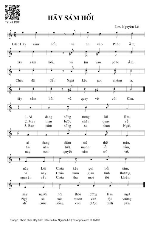 Sheet nhạc PDF bài Hãy Sám Hối