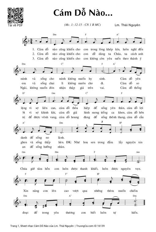 Sheet nhạc PDF bài Cám Dỗ Nào - Lm. Thái Nguyên