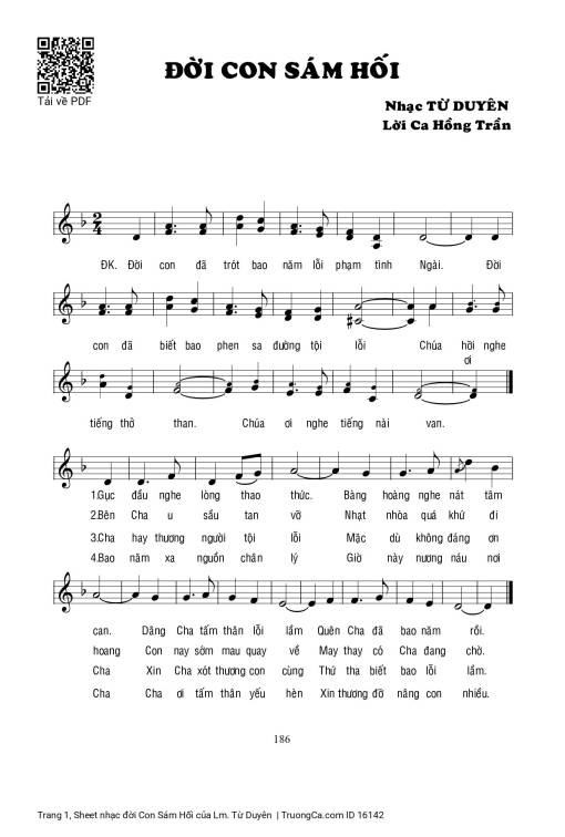 Sheet nhạc PDF bài đời Con Sám Hối