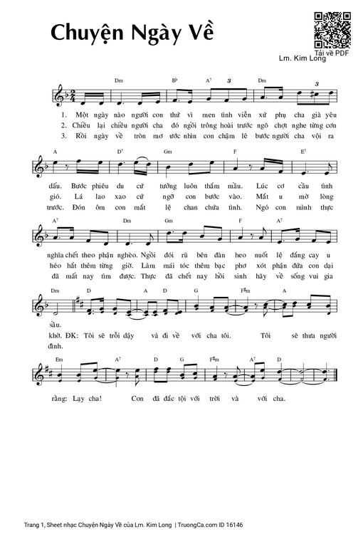 Sheet nhạc PDF bài Chuyện Ngày Về