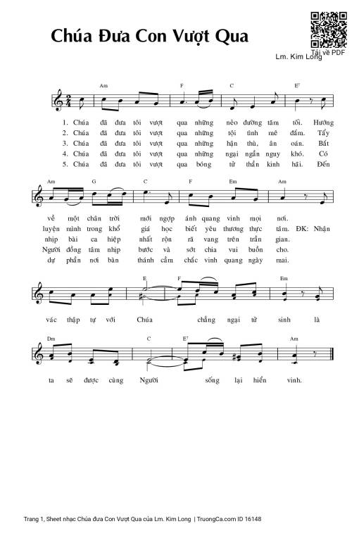Sheet nhạc PDF bài Chúa đưa Con Vượt Qua
