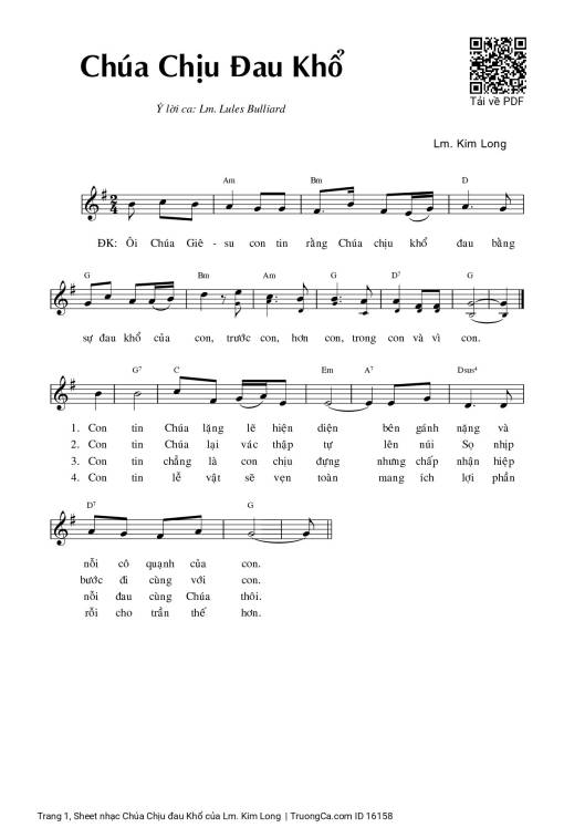 Sheet nhạc PDF bài Chúa Chịu đau Khổ