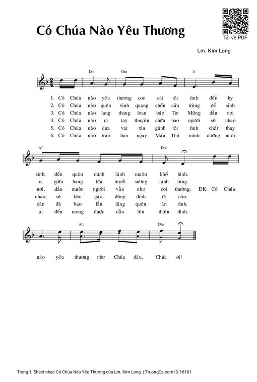 Sheet nhạc PDF bài Có Chúa Nào Yêu Thương