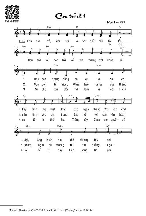 Con Trở Về 1 - Sr. Kim Loan