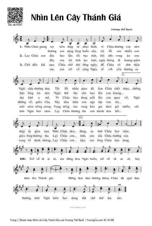 Sheet nhạc PDF bài Nhìn Lên Cây Thánh Giá