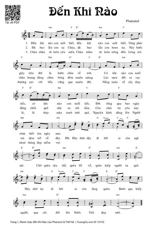 đến Khi Nào - Phanxicô & Thế Hải