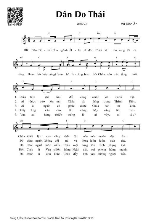 Sheet nhạc PDF bài Dân Do Thái - Vũ Đình Ân