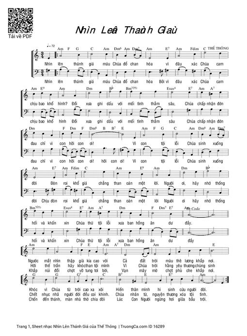 Sheet nhạc PDF bài Nhìn Lên Thánh Giá