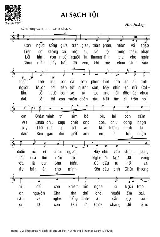 Ai Sạch Tội - Lm Pet. Huy Hoàng