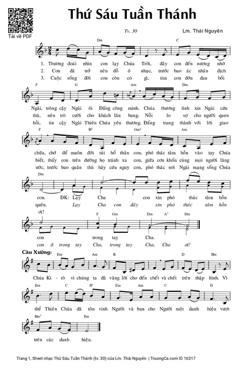 Sheet nhạc PDF bài Thứ Sáu Tuần Thánh (tv. 30)