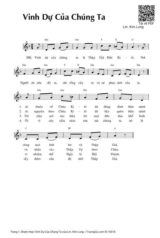 Sheet nhạc PDF bài Vinh Dự Của Chúng Ta