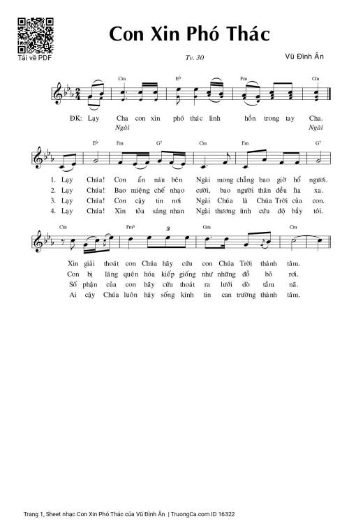 Sheet nhạc PDF bài Con Xin Phó Thác