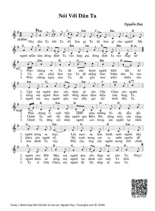 Sheet nhạc PDF bài Nói Với Dân Ta